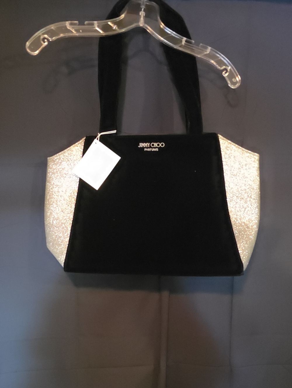 Jimmy Choo Black  Tote with Silver Glitter Panels